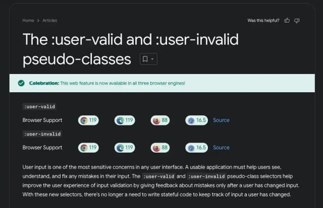 CSS :user-valid and :user-invalid Explained