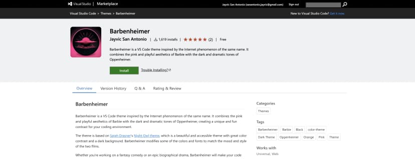 Barbenheimer VS Code Theme