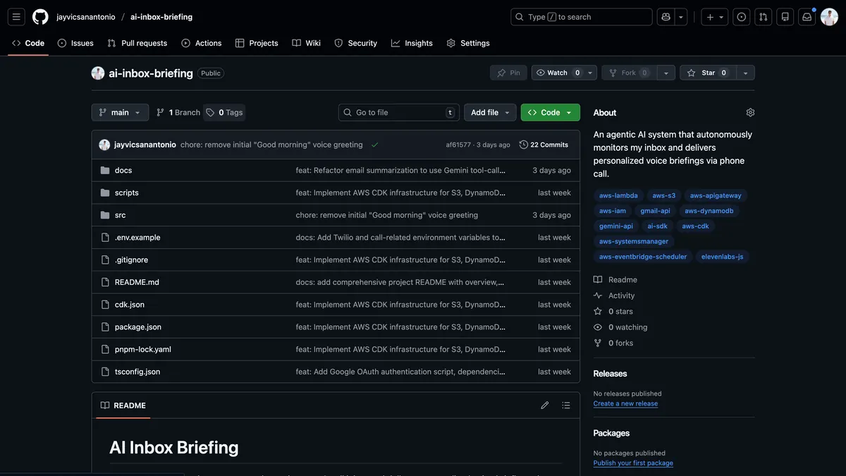 AI Inbox Briefer voice briefing system